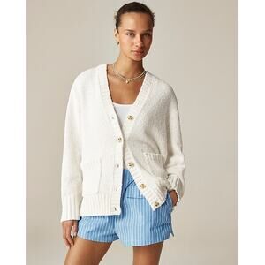 J. Crew Women's Marina V-Neck Cardigan Sweater Long Sleeve White Size XS NWT